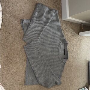 Gray Ribbed cropped Women's Sweater